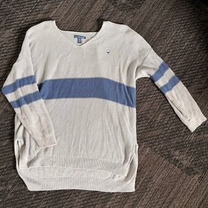 Varsity Sweater | Small Grey and Blue Striped Southern Shirt Company Sweater